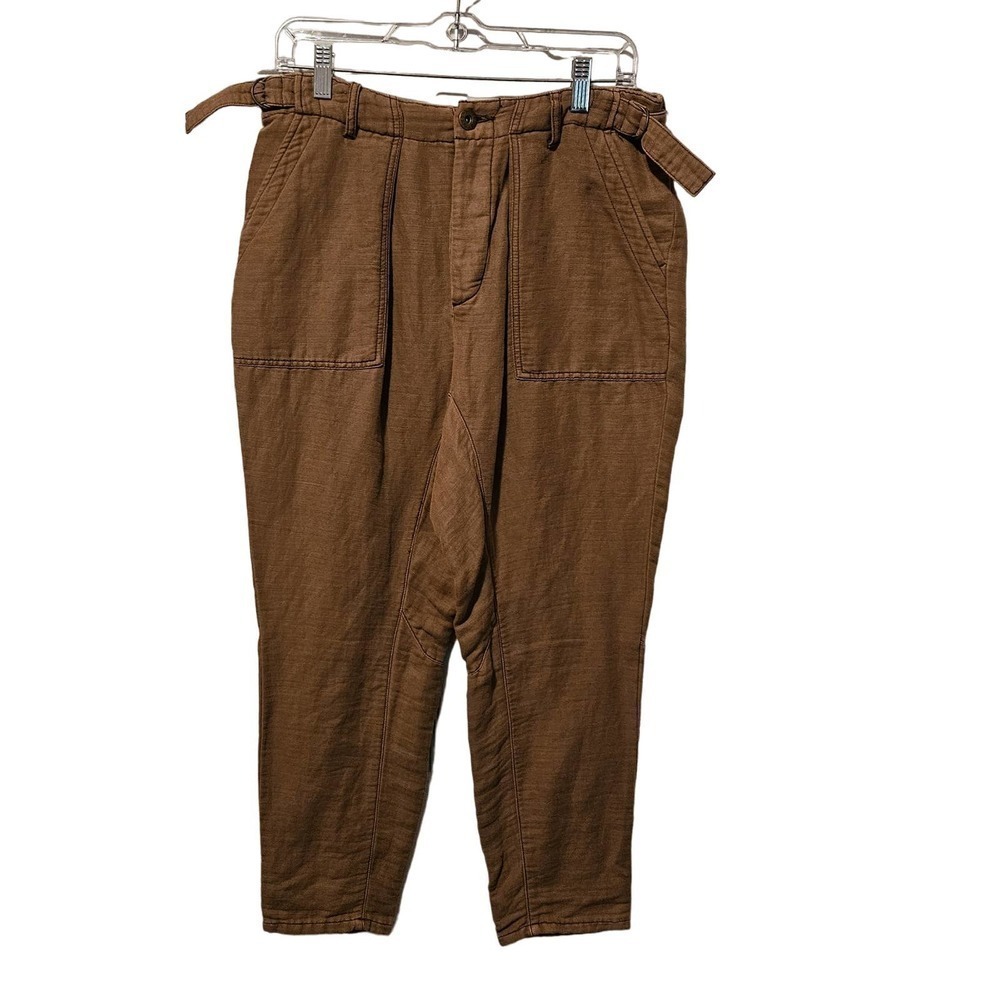 Free People linen blend brown‎ pants button fly Size 4
